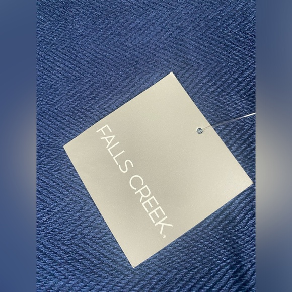 Falls Creek Mens sz 2XL Navy Blue Herringbone Long Sleeve Knit Pullover NWT - Picture 6 of 9